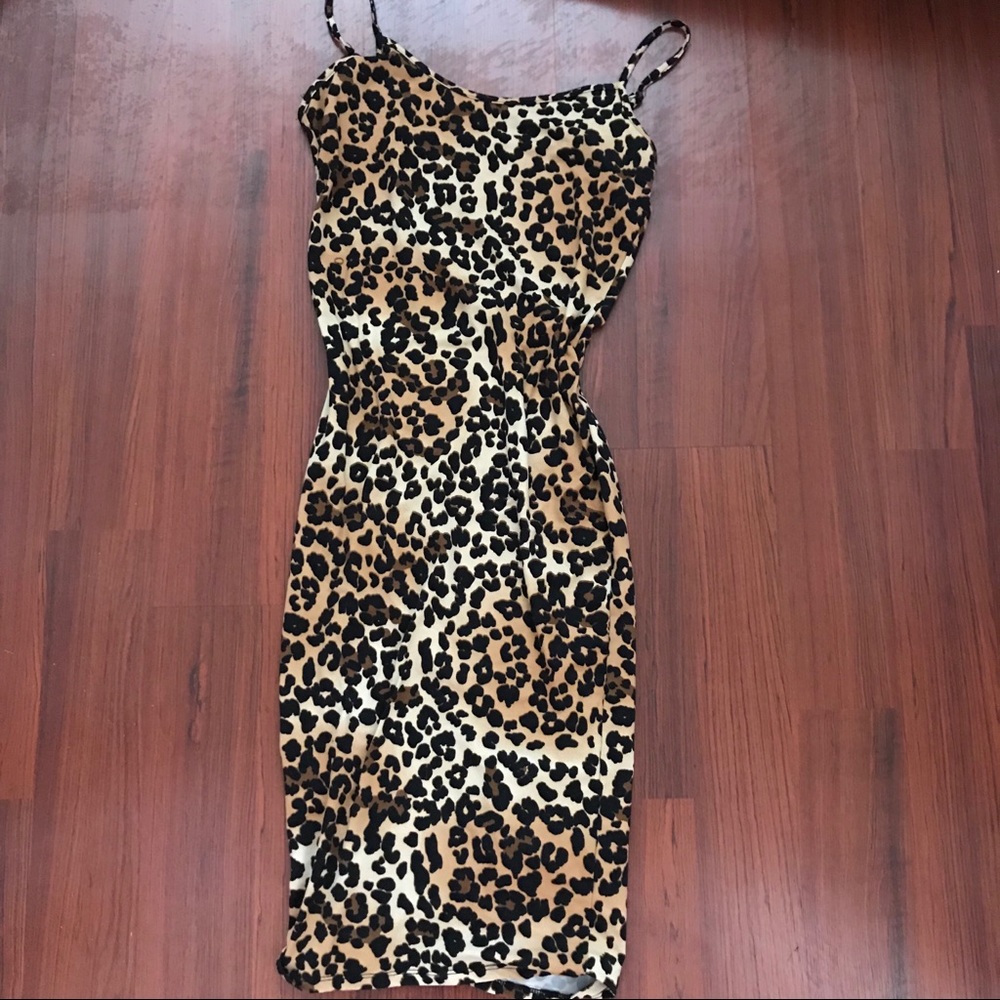Cheetah print body con dress